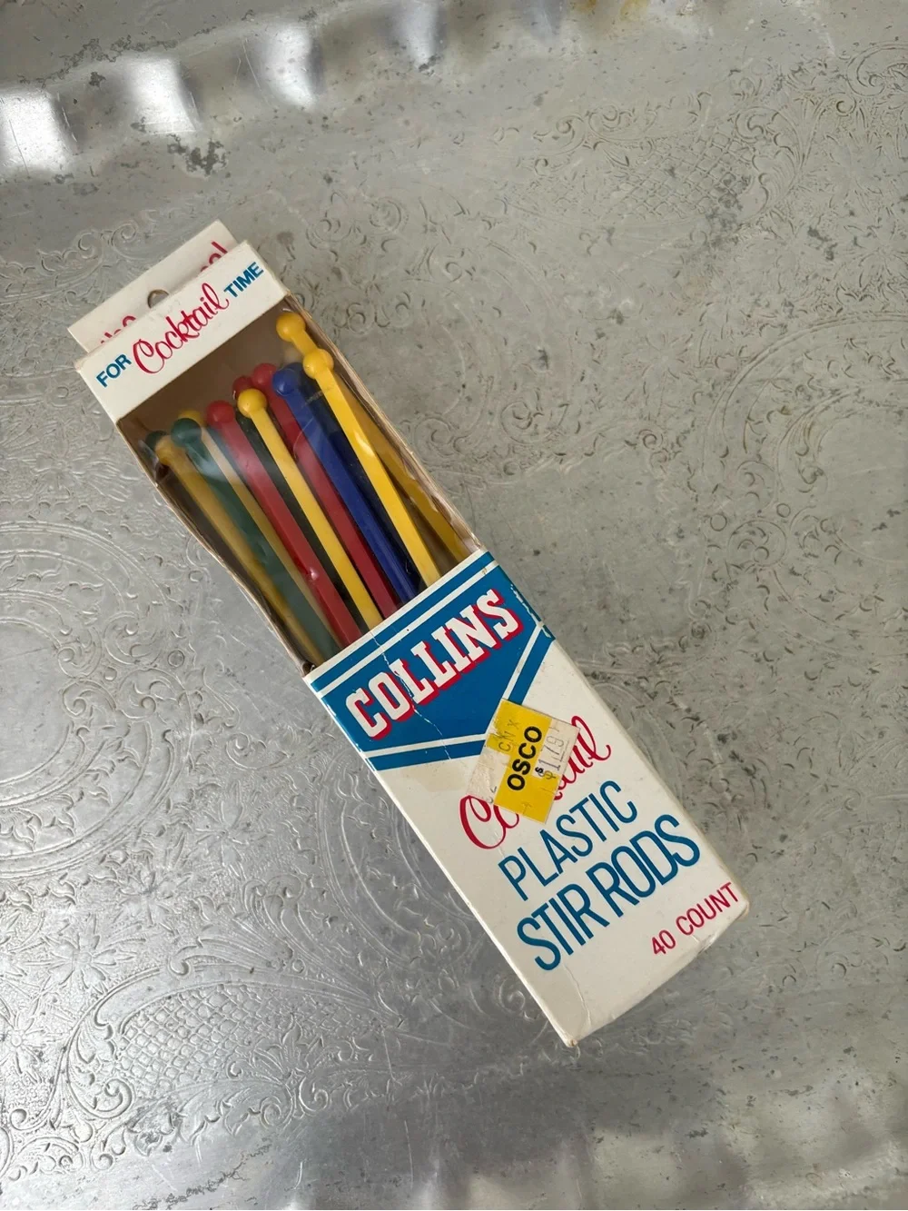 Collins Assorted Color Plastic Stir Rods for Cocktail Time - 40 Count